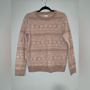 Croft & Barrow Beige Patterned Crew Neck Sweater Size S